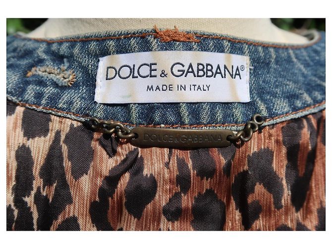 Giacca Dolce & Gabbana in lino beige e lana con dettagli in denim - vista 11