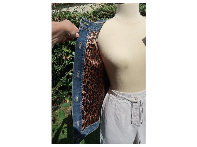 Giacca Dolce & Gabbana in lino beige e lana con dettagli in denim - vista 13