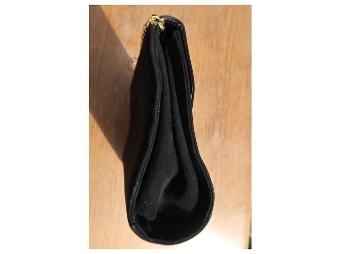 Autre Marque Borsa a tracolla in scamosciato nero con catena dorata - vista 6