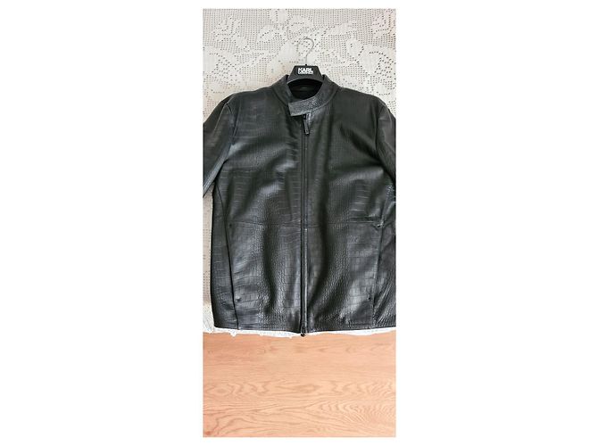 Armani Collezioni Blazer Jacke aus schwarzem Lammleder - Ansicht 2