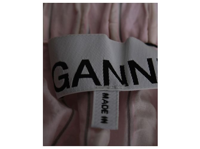 Ganni Vestido de noche de sirsaca a rayas en algodón rosa - vista 5