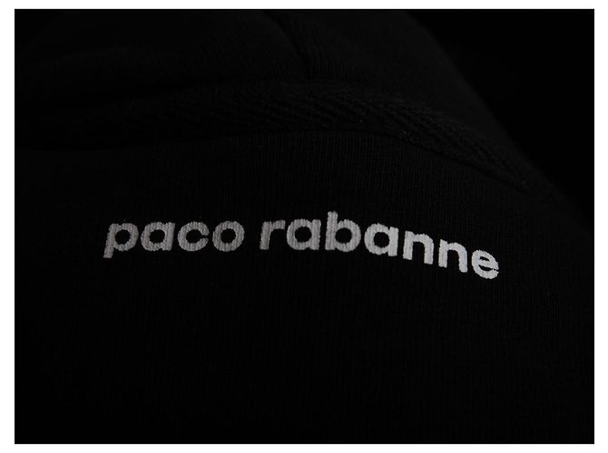 Paco Rabanne Kapuzenpullover mit Kordelzug und Logo-Print aus schwarzer Baumwolle - Ansicht 3