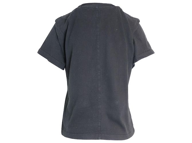 Isabel Marant Camiseta acolchoada com nó nos ombros em algodão preto - vista 3