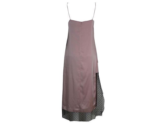 Red Valentino Rotes Valentino-Midikleid mit Spitzenbesatz aus rosa Satin - Ansicht 3