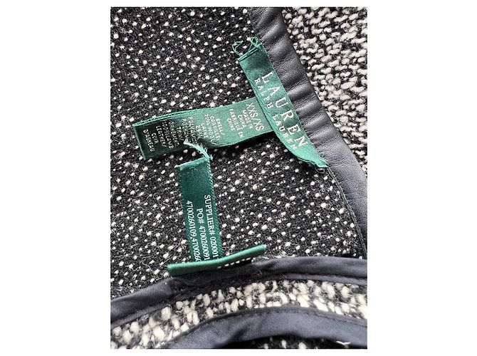 Poncho Ralph Lauren Nero e Grigio in Lana e Pelle - vista 3