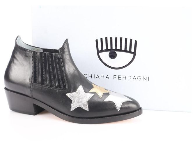 Stivaletti in pelle Chiara Ferragni con patch stelle nero Multicolore - vista 4