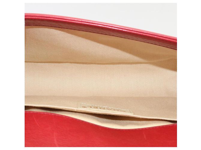 Le Boy CHANEL Boy Chanel Matelasse Bolsa de Ombro com Aba de Corrente Couro Vermelho CC Auth knn010 - vista 10