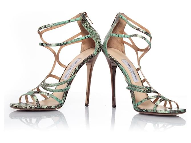 Jimmy Choo, Grüne Python-Gladiator-Sandalen - Ansicht 6
