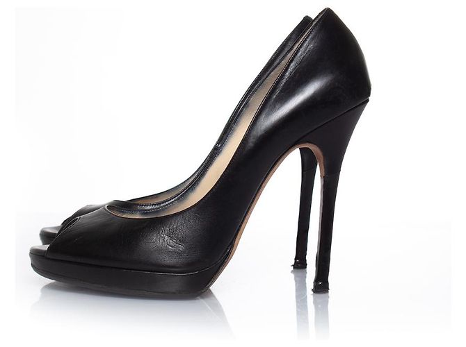 Jimmy Choo, décolleté spuntate con plateau in pelle nera Nero - vista 2