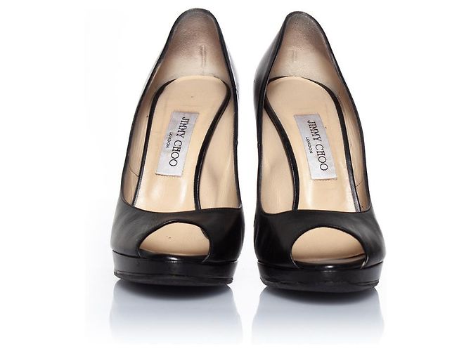 Jimmy Choo, décolleté spuntate con plateau in pelle nera Nero - vista 3