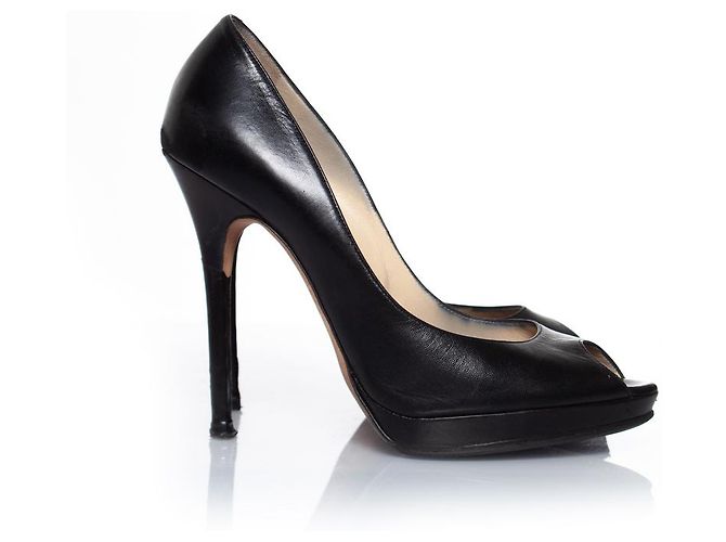 Jimmy Choo, décolleté spuntate con plateau in pelle nera Nero - vista 4
