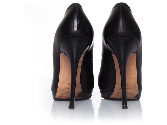 Jimmy Choo, décolleté spuntate con plateau in pelle nera Nero - vista 5