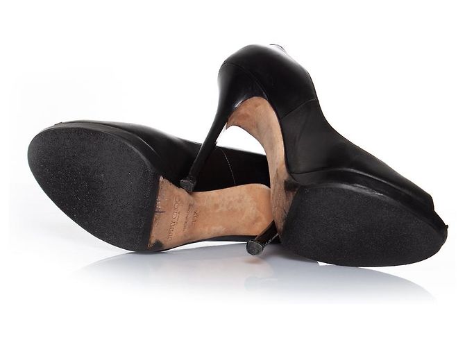 Jimmy Choo, décolleté spuntate con plateau in pelle nera Nero - vista 6