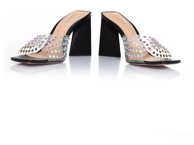 Autre Marque Schutz, sabot in perspex con strass Nero - vista 6
