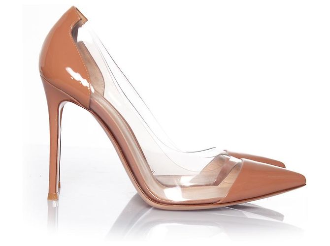 Gianvito Rossi, Décolleté in plexi color nudo Marrone - vista 6