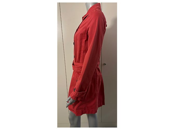Autre Marque Mar'o Polo Red Cotton Trench Coat Size 36 - view 2