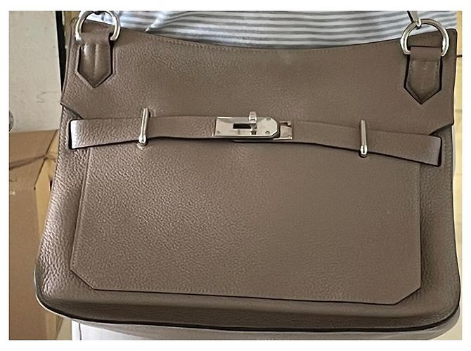 Kaba Hermès Jypsiere 28 Handtasche Grau Leder - Ansicht 7