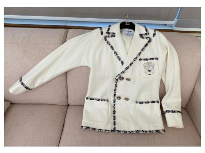 Chanel Parade Jacke Wolle eggshell Aus weiß - Ansicht 3