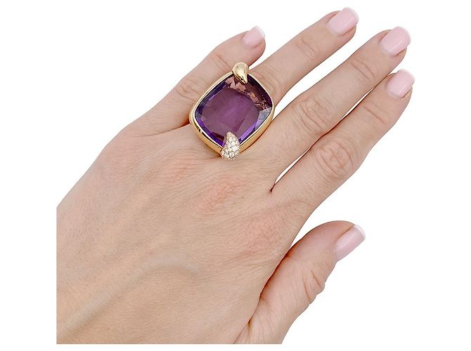 Anel de Pomellato, “Ritrato”, Rosa ouro, Ametista e diamantes. - vista 4