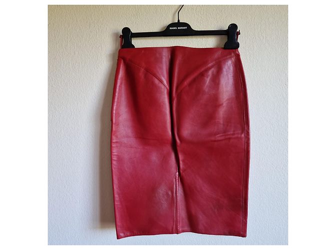 Falda Gucci de cuero roja - vista 2