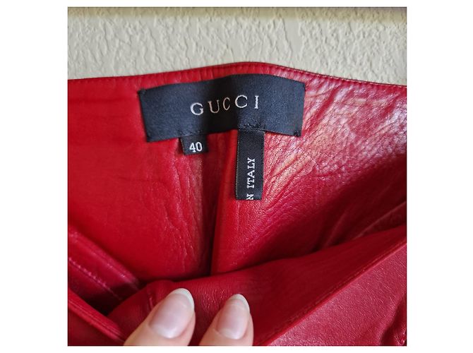 Falda Gucci de cuero roja - vista 4