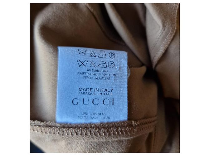 Vestido Gucci marrom de algodão com detalhes em couro de python - vista 2