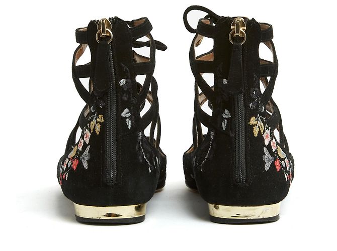 Aquazzura Christy Camoscio Nero Fiore eu38.5 - vista 4