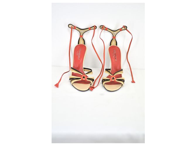 Yves Saint Laurent #yvessaintlaurent #sandals #laceup #heelssandal Multicolore Beige Arancione Crema Cognac Castagno Caramello Cioccolato Marrone scuro - vista 2
