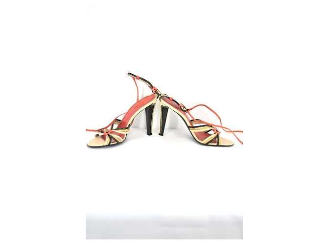 Yves Saint Laurent #yvessaintlaurent #sandals #laceup #heelssandal Multicolore Beige Arancione Crema Cognac Castagno Caramello Cioccolato Marrone scuro - vista 4