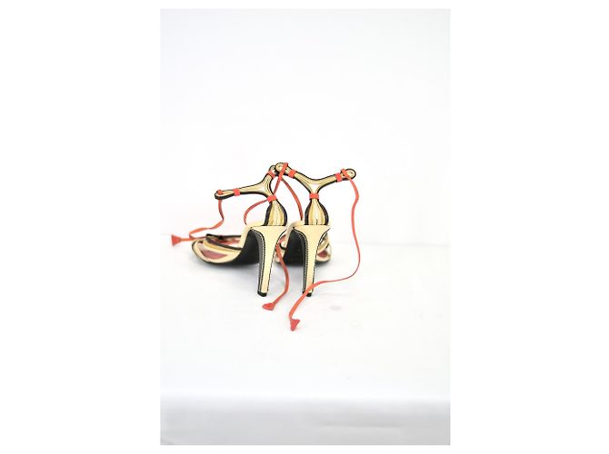 Yves Saint Laurent #yvessaintlaurent #sandals #laceup #heelssandal Multicolore Beige Arancione Crema Cognac Castagno Caramello Cioccolato Marrone scuro - vista 7