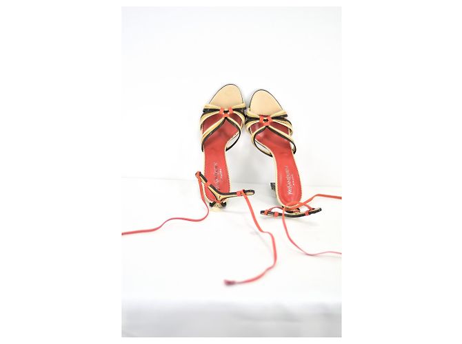 Yves Saint Laurent #yvessaintlaurent #sandals #laceup #heelssandal Multicolore Beige Arancione Crema Cognac Castagno Caramello Cioccolato Marrone scuro - vista 8