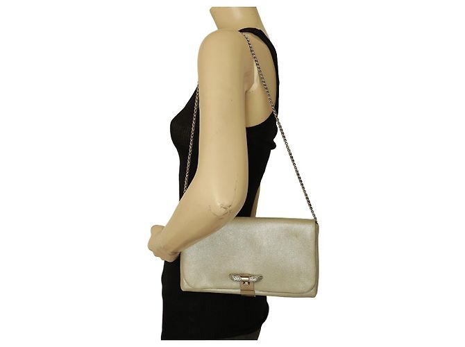RODO Couro Prata com. Bolsa clutch com fivela de cristal Det. Bolsa de ombro com corrente - vista 10