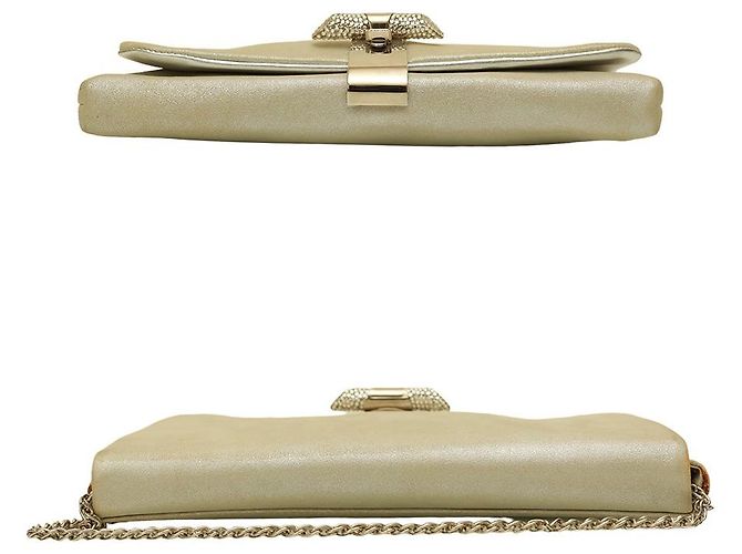 RODO Couro Prata com. Bolsa clutch com fivela de cristal Det. Bolsa de ombro com corrente - vista 5
