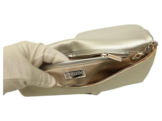 RODO Couro Prata com. Bolsa clutch com fivela de cristal Det. Bolsa de ombro com corrente - vista 7