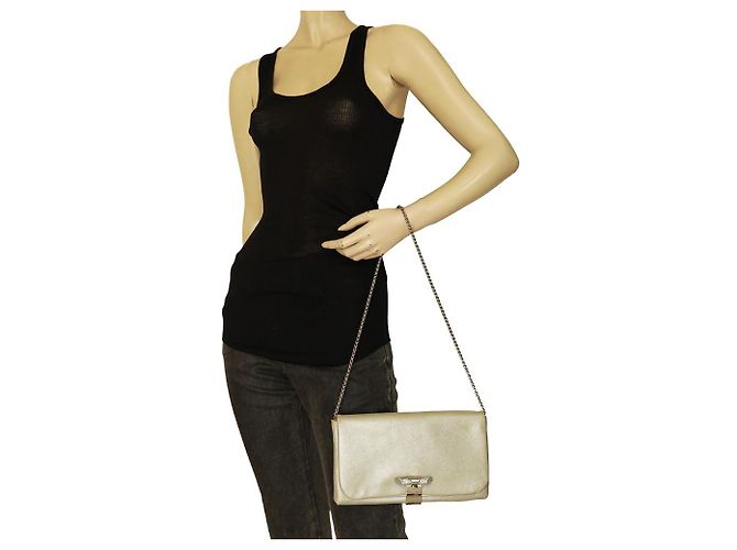 RODO Couro Prata com. Bolsa clutch com fivela de cristal Det. Bolsa de ombro com corrente - vista 9