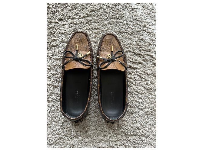 Louis Vuitton Gloria Slipper flach dunkelbraunes Leder - Ansicht 2