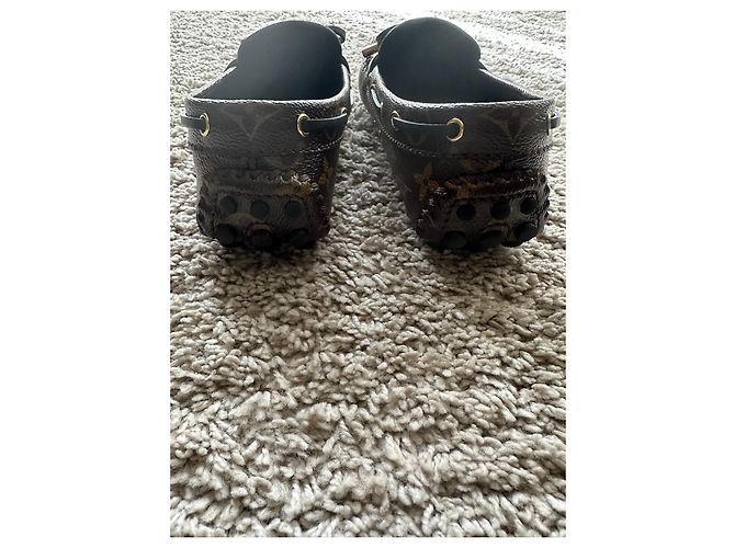 Louis Vuitton Gloria Slipper flach dunkelbraunes Leder - Ansicht 3