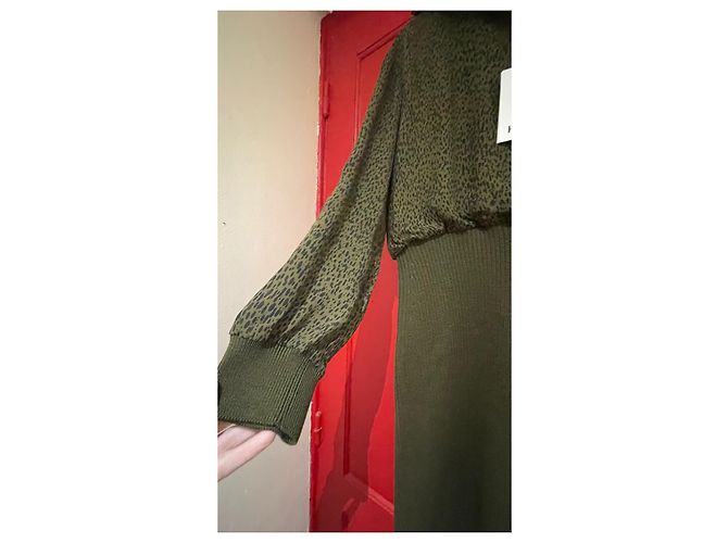 Abito Kenzo Khaki e Nero in Lana e Viscosa Cachi - vista 3