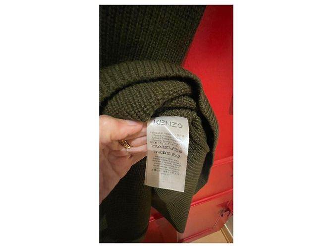 Abito Kenzo Khaki e Nero in Lana e Viscosa Cachi - vista 5
