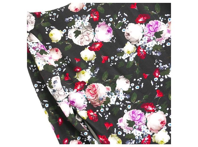Erdem Reese Blumenkleid mit Pfingstrosen-Print Schwarz - Ansicht 2