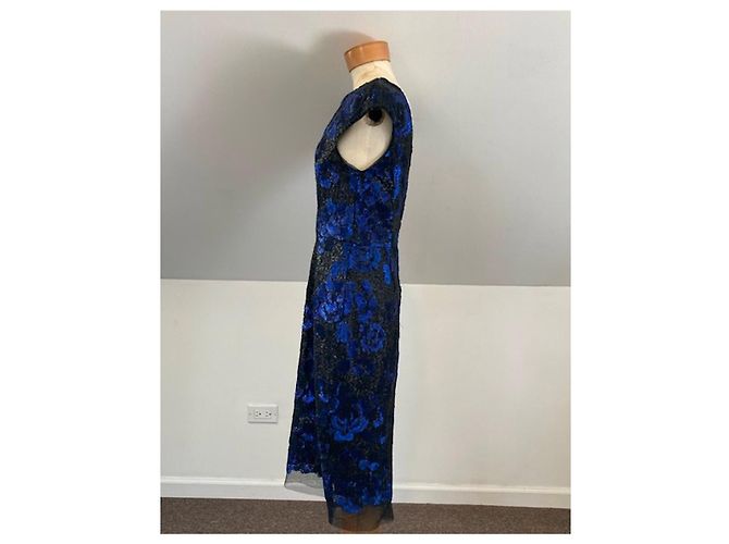 Vera Wang Cocktailkleid mit Pailletten Schwarz Blau - Ansicht 5