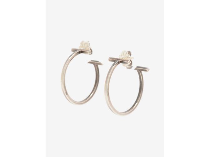 Tiffany & Co Boucles d'oreilles créoles T Wire argentées - vue 2