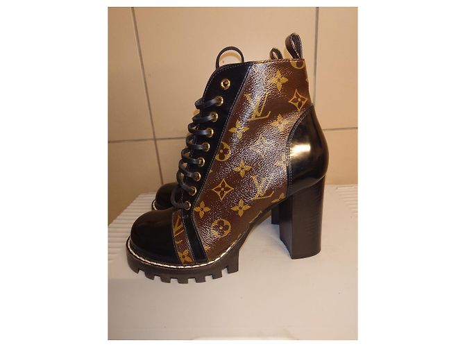 Louis Vuitton Star Trail Monogramm Schwarz/Braune Stiefelettengröße 38.5 US 8.5 - Ansicht 4