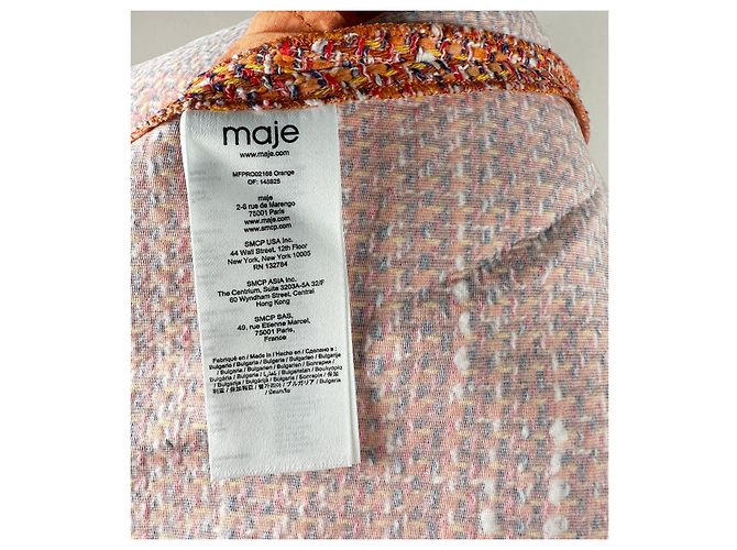 Vestido Maje de tweed laranja com acabamento trançado Multicor - vista 5