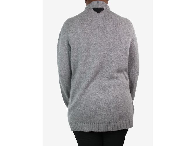Prada Pull polo en cachemire gris - taille M - vue 2