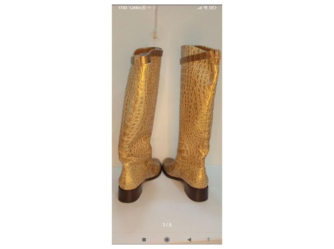 Hermès #hermes #saltando #bota Castaño Beige Dorado Mostaza Coñac Blanco roto Bronce Caramelo - vista 11