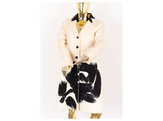 #moschino #floral #puralana #abrigo #parkas Negro Beige Crudo Crema Coñac - vista 2