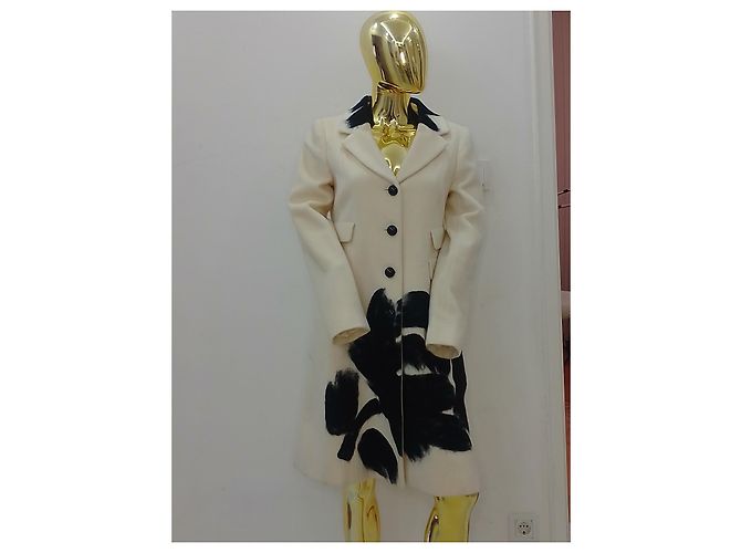 #moschino #floral #puralana #abrigo #parkas Negro Beige Crudo Crema Coñac - vista 4