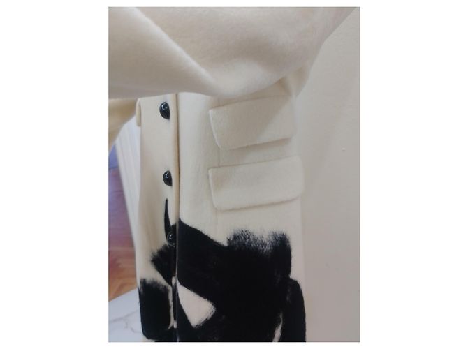 #moschino #floral #puralana #abrigo #parkas Negro Beige Crudo Crema Coñac - vista 8