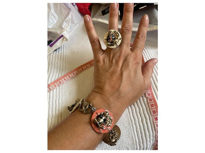 Set Chanel Bracciale e Anello Effetto Argento Multicolore - vista 14